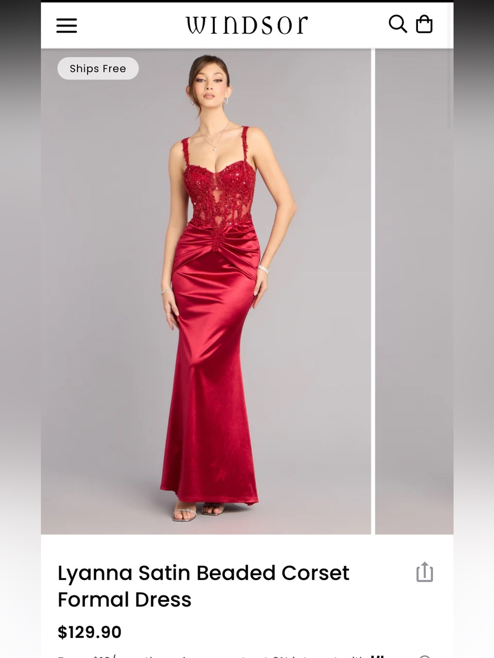 Lyanna Satin Beaded Corset Formal Dress